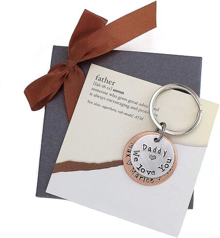 Personalized Father's Day Keychain - Gift for Dad or Grandpa - Mixed Metal Key Chain in Saudi Arabia