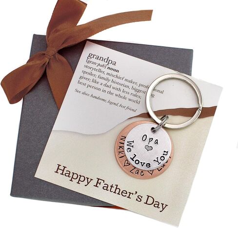 Personalized Father's Day Keychain - Gift for Dad or Grandpa - Mixed Metal Key Chain in Saudi Arabia