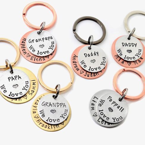 Personalized Father's Day Keychain - Gift for Dad or Grandpa - Mixed Metal Key Chain in Saudi Arabia