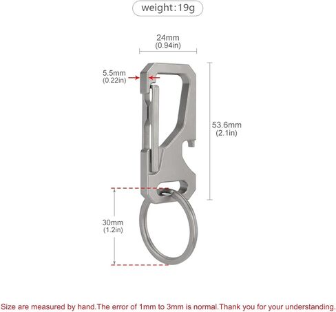 Titanium Carabiner Keychain for Men, Heavy Duty Key Ring Clip with Bottle Opener, EDC Multitool Holder for Keys Belt in Saudi Arabia