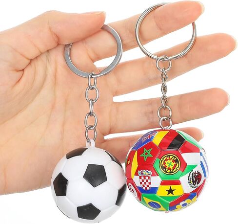 amaxiu 2PCS كرة القدم سلاسل المفاتيح كأس العالم المفاتيح 2026، مصغرة كأس العالم الكرة المفاتيح لحقيبة الظهر، سلاسل المفاتيح كرة القدم للرجال مجموعة المفاتيح لكرة القدم مع الأعلام الوطنية لكرة القدم الهدايا للرجال in Kuwait