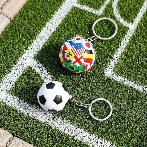 amaxiu 2PCS كرة القدم سلاسل المفاتيح كأس العالم المفاتيح 2026، مصغرة كأس العالم الكرة المفاتيح لحقيبة الظهر، سلاسل المفاتيح كرة القدم للرجال مجموعة المفاتيح لكرة القدم مع الأعلام الوطنية لكرة القدم الهدايا للرجال in Kuwait