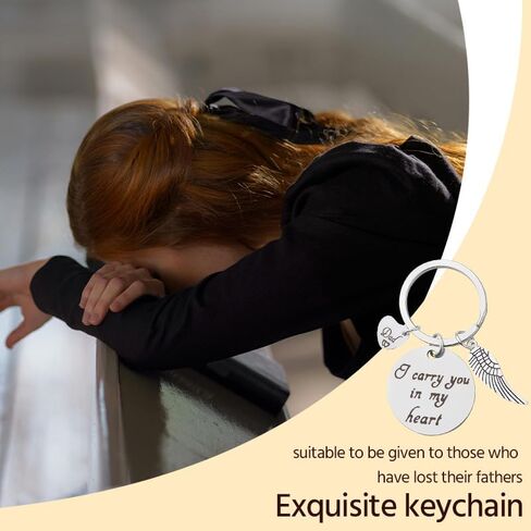 ShiQiao Spl Memorial Keychain Gifts for Loss of Dad Remembrance Sympathy Gifts for Loss of Father Keepsake Bereavement Gift for Daughter Son Memorial Keyring for Women Men Condolence Gift for Friend in Kuwait