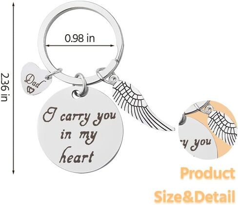ShiQiao Spl Memorial Keychain Gifts for Loss of Dad Remembrance Sympathy Gifts for Loss of Father Keepsake Bereavement Gift for Daughter Son Memorial Keyring for Women Men Condolence Gift for Friend in Kuwait