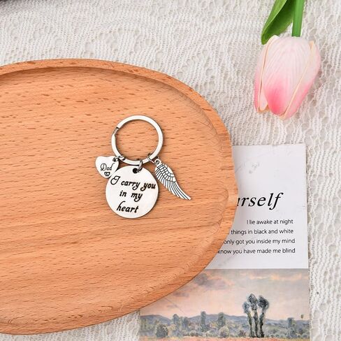 ShiQiao Spl Memorial Keychain Gifts for Loss of Dad Remembrance Sympathy Gifts for Loss of Father Keepsake Bereavement Gift for Daughter Son Memorial Keyring for Women Men Condolence Gift for Friend in Kuwait