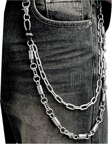 Double-Layer Spring Motorcycle Wallet Chain Biker Pant Chains- Western Cowboy Style for Men & Women | Heavy Metal Jean Accessories (Western Cowboy Style) in Saudi Arabia