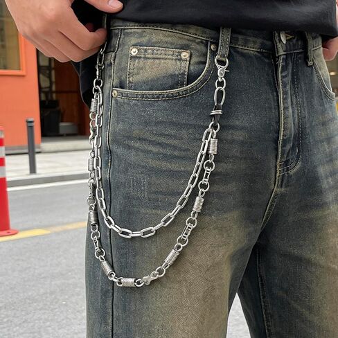 Double-Layer Spring Motorcycle Wallet Chain Biker Pant Chains- Western Cowboy Style for Men & Women | Heavy Metal Jean Accessories (Western Cowboy Style) in Saudi Arabia