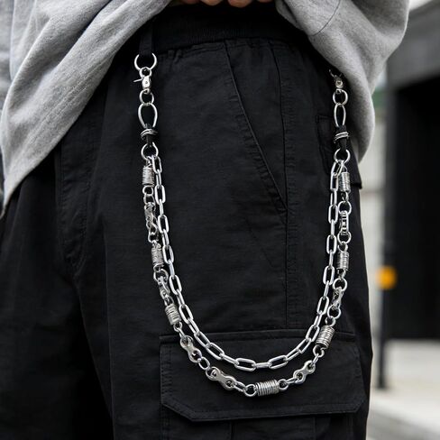Double-Layer Spring Motorcycle Wallet Chain Biker Pant Chains- Western Cowboy Style for Men & Women | Heavy Metal Jean Accessories (Western Cowboy Style) in Saudi Arabia
