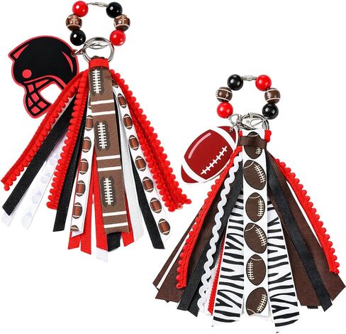 Kigeli 2 Pcs Football Keychains Women Sports Bags Tassel Charms for Backpack Sports, Bag Accessories, Baseball Mum Gifts in Saudi Arabia