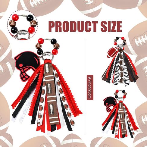 Kigeli 2 Pcs Football Keychains Women Sports Bags Tassel Charms for Backpack Sports, Bag Accessories, Baseball Mum Gifts in Saudi Arabia