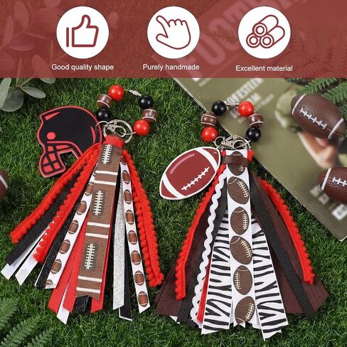 Kigeli 2 Pcs Football Keychains Women Sports Bags Tassel Charms for Backpack Sports, Bag Accessories, Baseball Mum Gifts in Saudi Arabia
