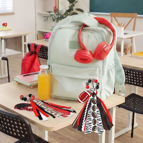 Kigeli 2 Pcs Football Keychains Women Sports Bags Tassel Charms for Backpack Sports, Bag Accessories, Baseball Mum Gifts in Saudi Arabia