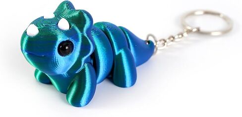 3D Printed Triceratops Keychain Movable Joints Animal Keyring Funny Bag Pendant for Women Men Gift Accessories Car Decor in Kuwait