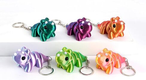 3D Printed Triceratops Keychain Movable Joints Animal Keyring Funny Bag Pendant for Women Men Gift Accessories Car Decor in Kuwait