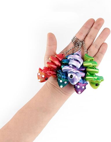3D Printed Triceratops Keychain Movable Joints Animal Keyring Funny Bag Pendant for Women Men Gift Accessories Car Decor in Kuwait