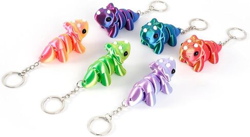 3D Printed Triceratops Keychain Movable Joints Animal Keyring Funny Bag Pendant for Women Men Gift Accessories Car Decor in Kuwait