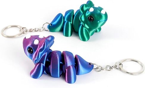 3D Printed Triceratops Keychain Movable Joints Animal Keyring Funny Bag Pendant for Women Men Gift Accessories Car Decor in Kuwait