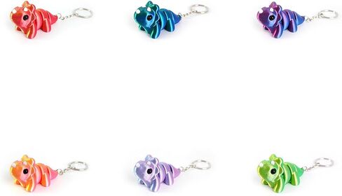 3D Printed Triceratops Keychain Movable Joints Animal Keyring Funny Bag Pendant for Women Men Gift Accessories Car Decor in Kuwait