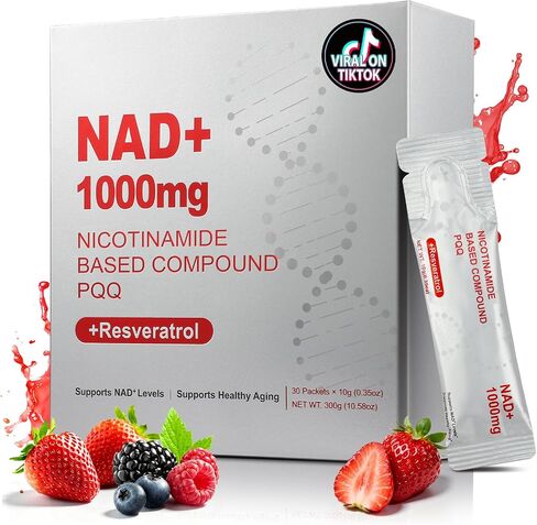 High-Potency NAD+ Liquid 1000mg – Quercetin Phytosome, Resveratrol & PQQ – Supports Cellular Energy, Focus & Healthy Aging – 1 Pc in Kuwait