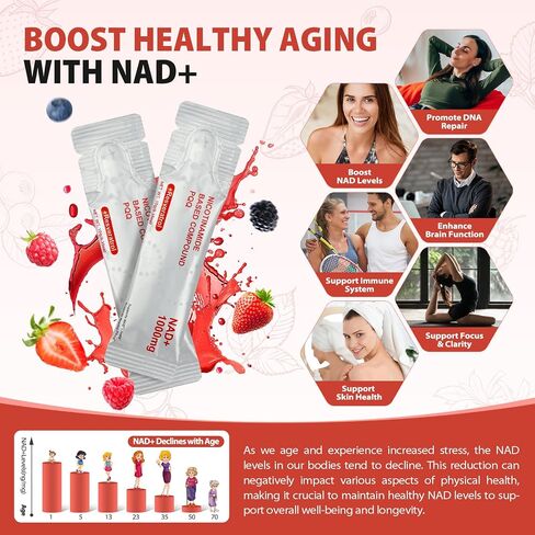 High-Potency NAD+ Liquid 1000mg – Quercetin Phytosome, Resveratrol & PQQ – Supports Cellular Energy, Focus & Healthy Aging – 1 Pc in Kuwait