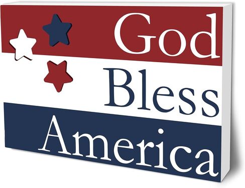 4th of July Wooden Block Plaque - 4" x 6" USA Chicken Retro Painted Rustic Tabletop Decor - Patriotic Wood Sign For Independence Day Farmhouse Desk Display & American Home Decoration - A01 in Saudi Arabia