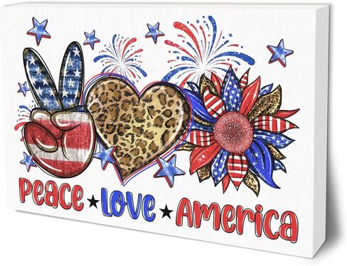 4th of July Wooden Block Plaque - 4" x 6" USA Chicken Retro Painted Rustic Tabletop Decor - Patriotic Wood Sign For Independence Day Farmhouse Desk Display & American Home Decoration - A01 in Saudi Arabia