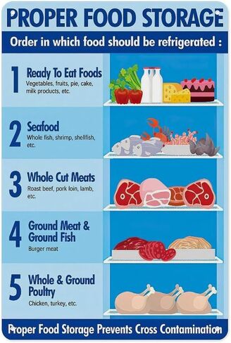 Aluminum Sign 12 X 8 Inch - Infographic Proper Food Storage Food Safety Guide Poster The Health And Nutrition Guidelines Are Applicable To Home, Living Room, Kitchen, And Dining Room Wall Decorations3 in Saudi Arabia