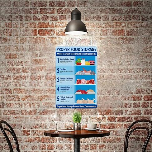 Aluminum Sign 12 X 8 Inch - Infographic Proper Food Storage Food Safety Guide Poster The Health And Nutrition Guidelines Are Applicable To Home, Living Room, Kitchen, And Dining Room Wall Decorations3 in Saudi Arabia