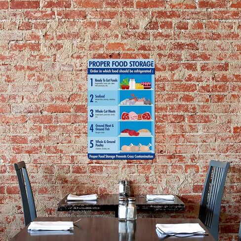 Aluminum Sign 12 X 8 Inch - Infographic Proper Food Storage Food Safety Guide Poster The Health And Nutrition Guidelines Are Applicable To Home, Living Room, Kitchen, And Dining Room Wall Decorations3 in Saudi Arabia