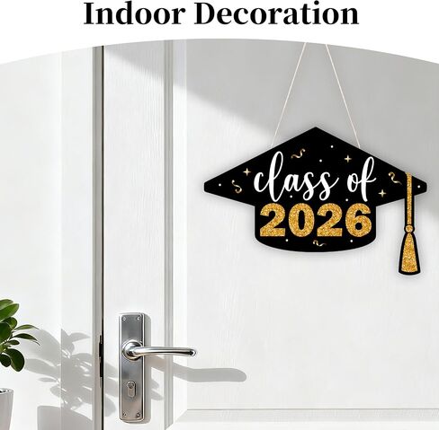 Class of 2026 Graduation Wood Hanging Door Sign, Congrats Grad Sign for House Front Door Wall in Kuwait