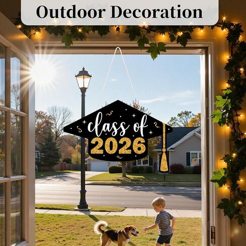 Class of 2026 Graduation Wood Hanging Door Sign, Congrats Grad Sign for House Front Door Wall in Kuwait