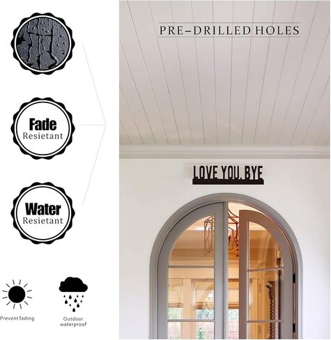 Metal Love You Bye Sign Above Door 3D Wall Art Decor Letters Cute Door Topper Boho Farmhouse for Living Room, Hallway Entryway, Door Frame Decal Home Decor Corner Sign Housewarming Gifts for Your Family Lovers in Saudi Arabia
