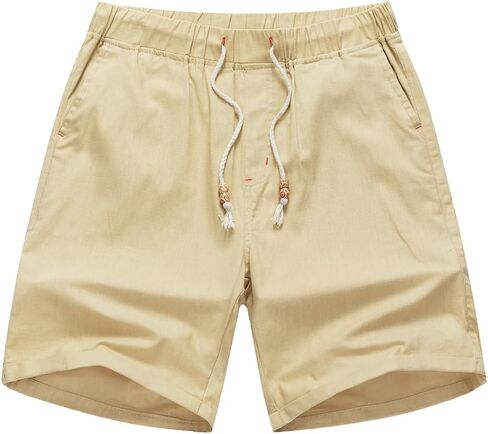 Men's Textured Casual Shorts with Elastic Waistband and Side Pockets, Relaxed Fit Knee-Length Bottoms for Beach Activities in Kuwait