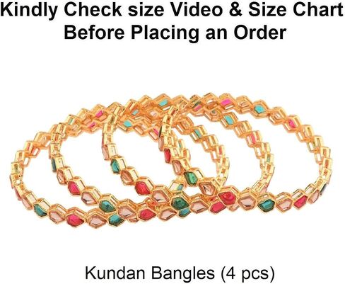 Efulgenz Indian Bangle Set for Women Bangle Set Indian Faux Kundan Glass Crystal Stone Bangles Bracelet Indian Bridal Jewelry for Wedding Statement Bollywood Fashion Jewelry in Kuwait