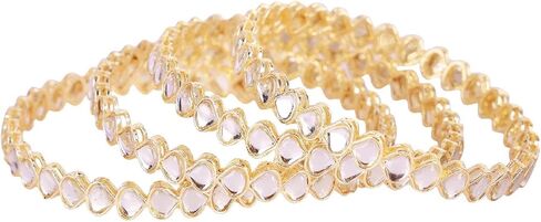 Efulgenz Indian Bangle Set for Women Bangle Set Indian Faux Kundan Glass Crystal Stone Bangles Bracelet Indian Bridal Jewelry for Wedding Statement Bollywood Fashion Jewelry in Kuwait