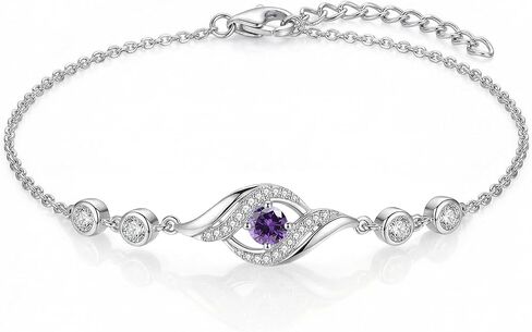 Infinity Birthstone Bracelet 925 Sterling Silver Dainty Charm Bracelets for Women Birthday Gifts Anniversary Jewelry for Wife Girlfriend Her, Everyday Adjustable Bracelet Chain 6.5"+2" Extend in Saudi Arabia