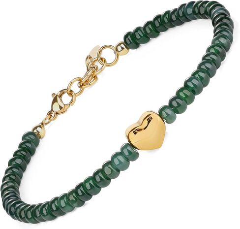 SAMYA Natural Green Jade Bracelet for Women, Women's Heart Charm Bracelet, Adjustable Fit 6.0"–7.25" Wrist, Lucky Bracelet Gift for Her in Kuwait