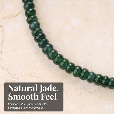 SAMYA Natural Green Jade Bracelet for Women, Women's Heart Charm Bracelet, Adjustable Fit 6.0"–7.25" Wrist, Lucky Bracelet Gift for Her in Kuwait