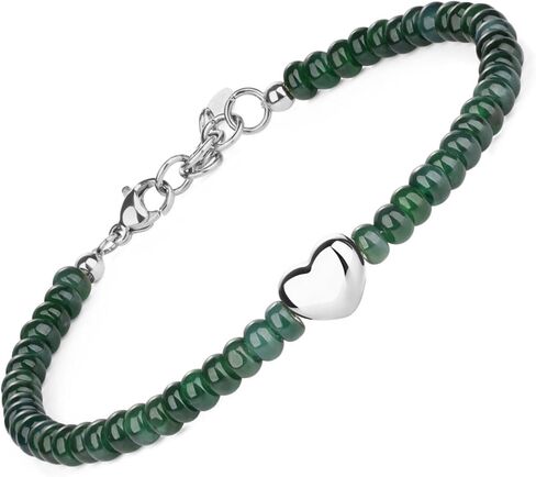 SAMYA Natural Green Jade Bracelet for Women, Women's Heart Charm Bracelet, Adjustable Fit 6.0"–7.25" Wrist, Lucky Bracelet Gift for Her in Kuwait