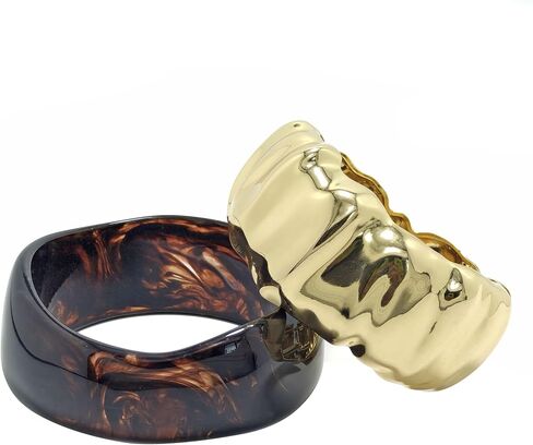Chunky Resin Acrylic Bangle Bracelets for Women Geometric Wide Bangles Set Trendy Statement Bracelet Stack Fashion Jewelry in Saudi Arabia