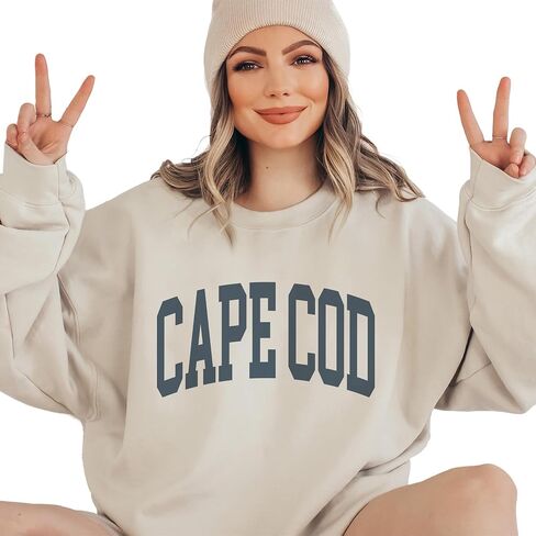 سويت شيرت Cape Cod Beach، بلوفر ماساتشوستس، اسكواش جمالي عتيق باهت، هدية سفر عصرية له أو لها، سويت شيرت برقبة دائرية للجنسين رمادي رمادي in Kuwait