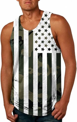 4th of July Men's American Vest Shirts for Men American Flag Patriotic T-Shirt Soft Independence Day Graphic Vest Tee Tops in Saudi Arabia