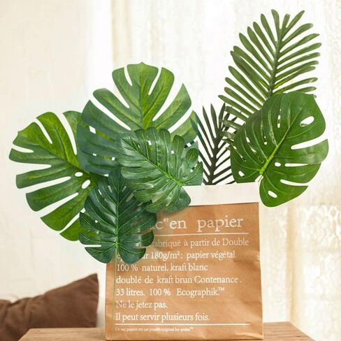 78 Pieces 7 Kinds Artificial Tropical Leaf Jungle Leaves Plant Safari Leaves Decorations for Hawaiian Party Decorations Beach Birthday Luau Party Decorations in Saudi Arabia