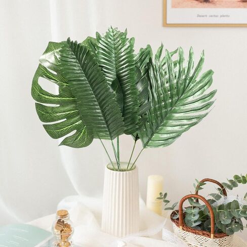 78 Pieces 7 Kinds Artificial Tropical Leaf Jungle Leaves Plant Safari Leaves Decorations for Hawaiian Party Decorations Beach Birthday Luau Party Decorations in Saudi Arabia