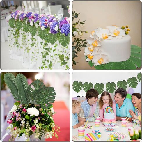 78 Pieces 7 Kinds Artificial Tropical Leaf Jungle Leaves Plant Safari Leaves Decorations for Hawaiian Party Decorations Beach Birthday Luau Party Decorations in Saudi Arabia