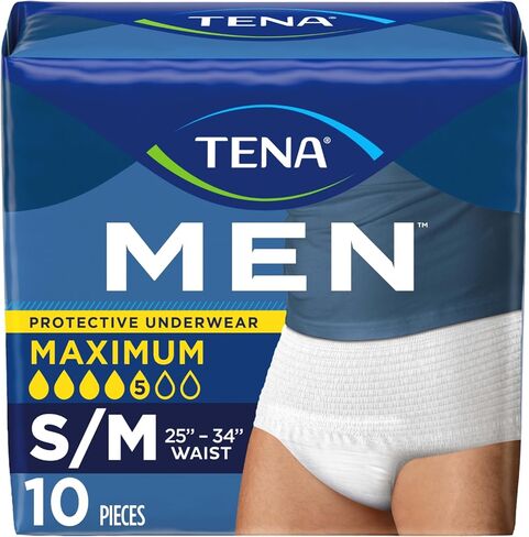 Tena Men Protective Underwear for Men, Maximum Absorbency, Better Fit, Adult Diaper, Small/Medium, 10 Count in Kuwait
