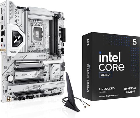 Micro Center CPU Motherbard Combo - Intel Ultra 7 265K 20 -Cores معالج سطح المكتب للألعاب مع ASUS Z890 AYW Gaming WiFi W LGA 1851 ATX Motherboard in Kuwait