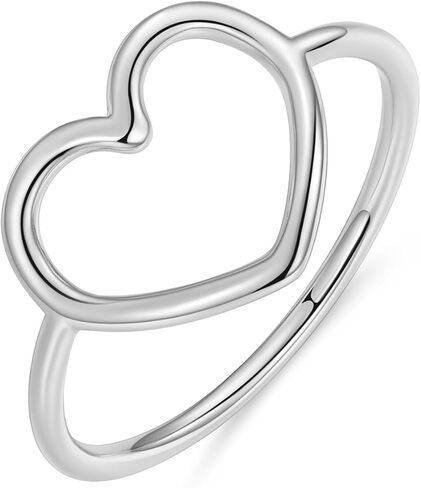 Silver Heart Ring for Women Simple Engagement Jewelry Ring Gift for Women Friends in Kuwait