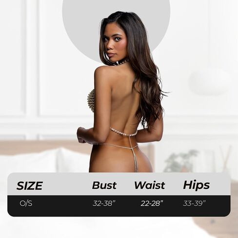 Sexy Bra and Panty Set Roma Vintage Heat Pearl Beaded Chain Bikini Lingerie Set Triangle Bra Thong Exotic Dancewear Women in Saudi Arabia
