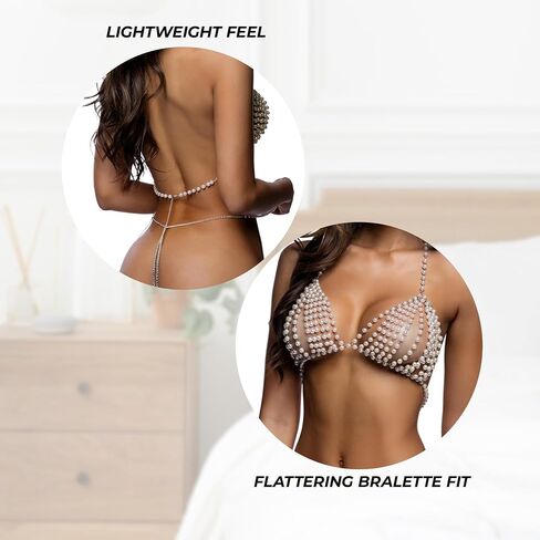 Sexy Bra and Panty Set Roma Vintage Heat Pearl Beaded Chain Bikini Lingerie Set Triangle Bra Thong Exotic Dancewear Women in Saudi Arabia